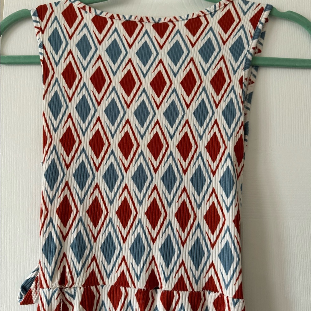 Jessica Simpson Faux Wrap Dress, S, blue/red sleeveless, V-neck NWOT - Picture 6 of 11
